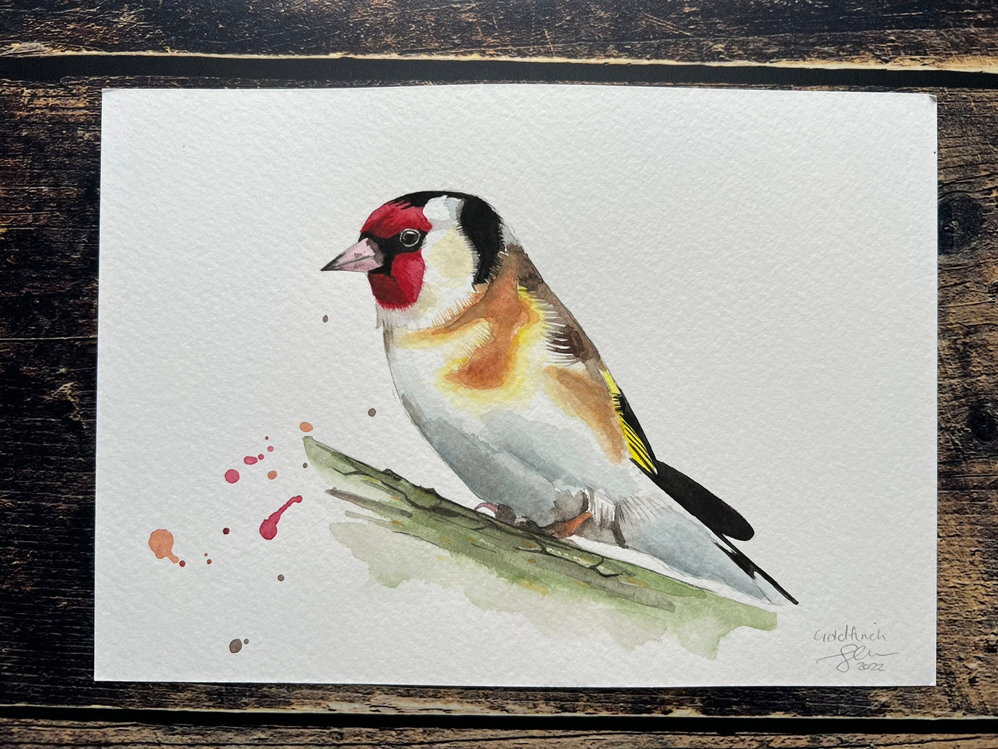 Goldfinch side view - A5 watercolour painting