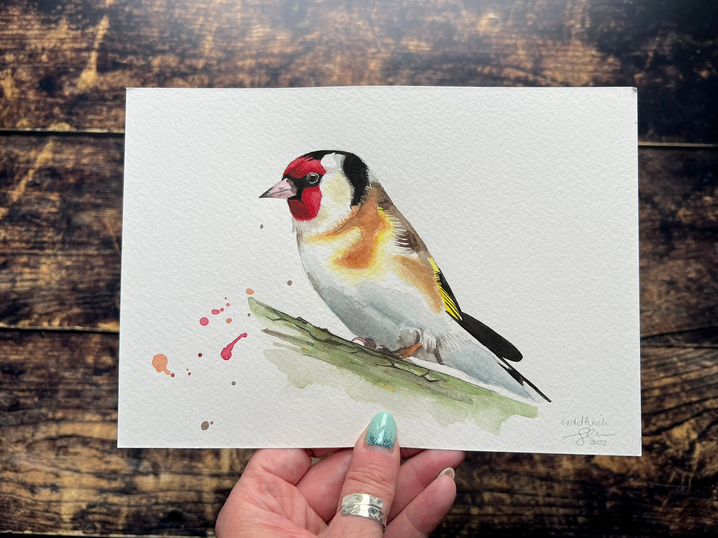 Goldfinch side view - A5 watercolour painting