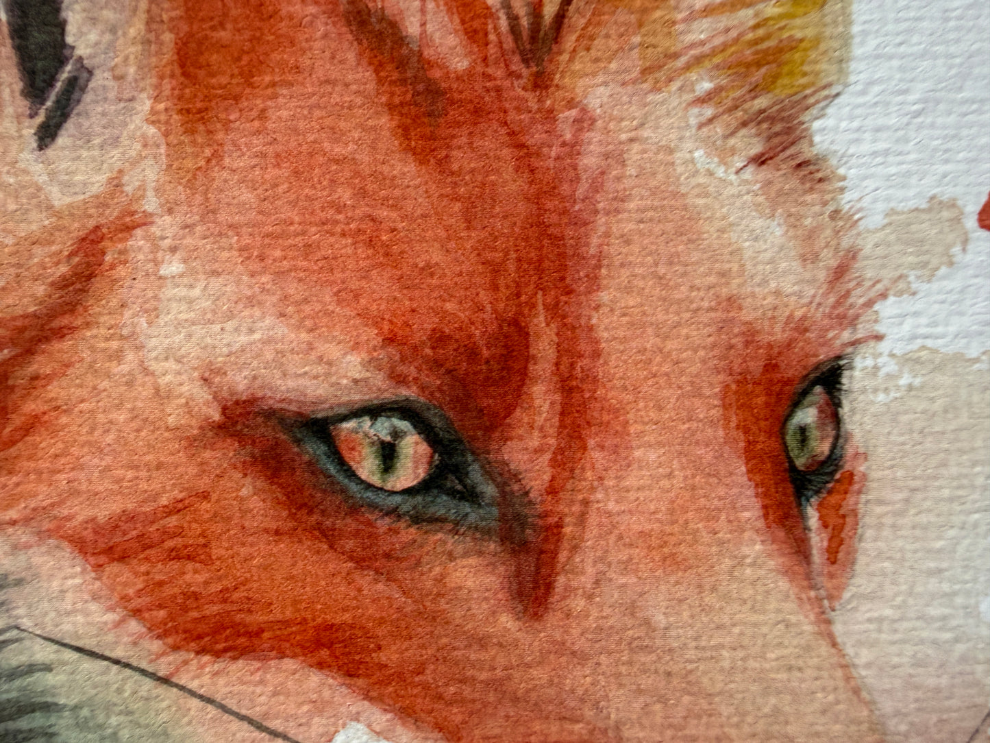 An expressive watercolour print of a fox