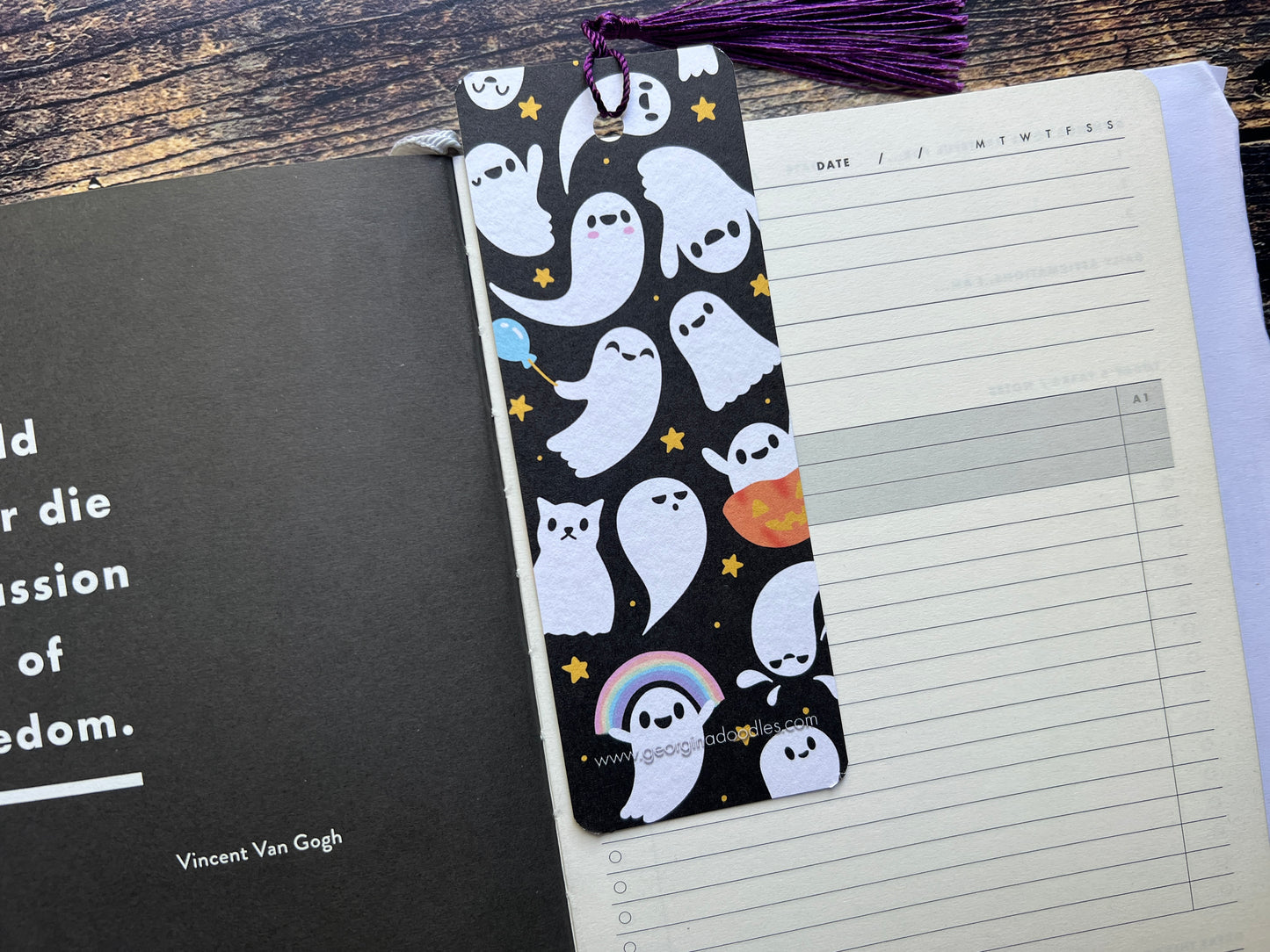 Bookmark with ghost design on a notebook