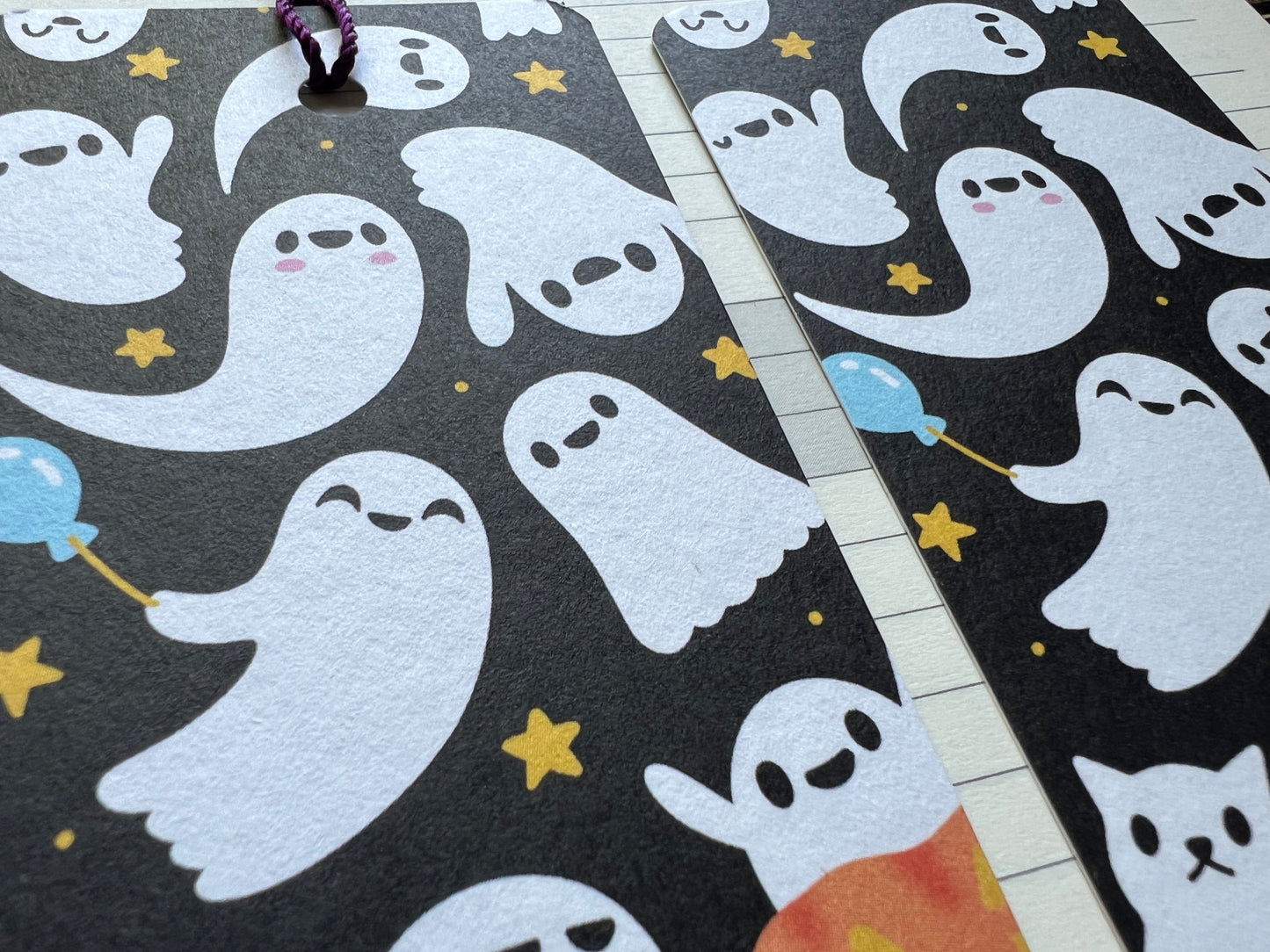 Close up of the ghost bookmark, showing the lovely texture of the paper