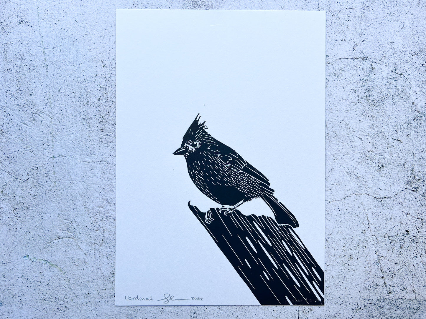 Cardinal lino A5 lino print - SALE