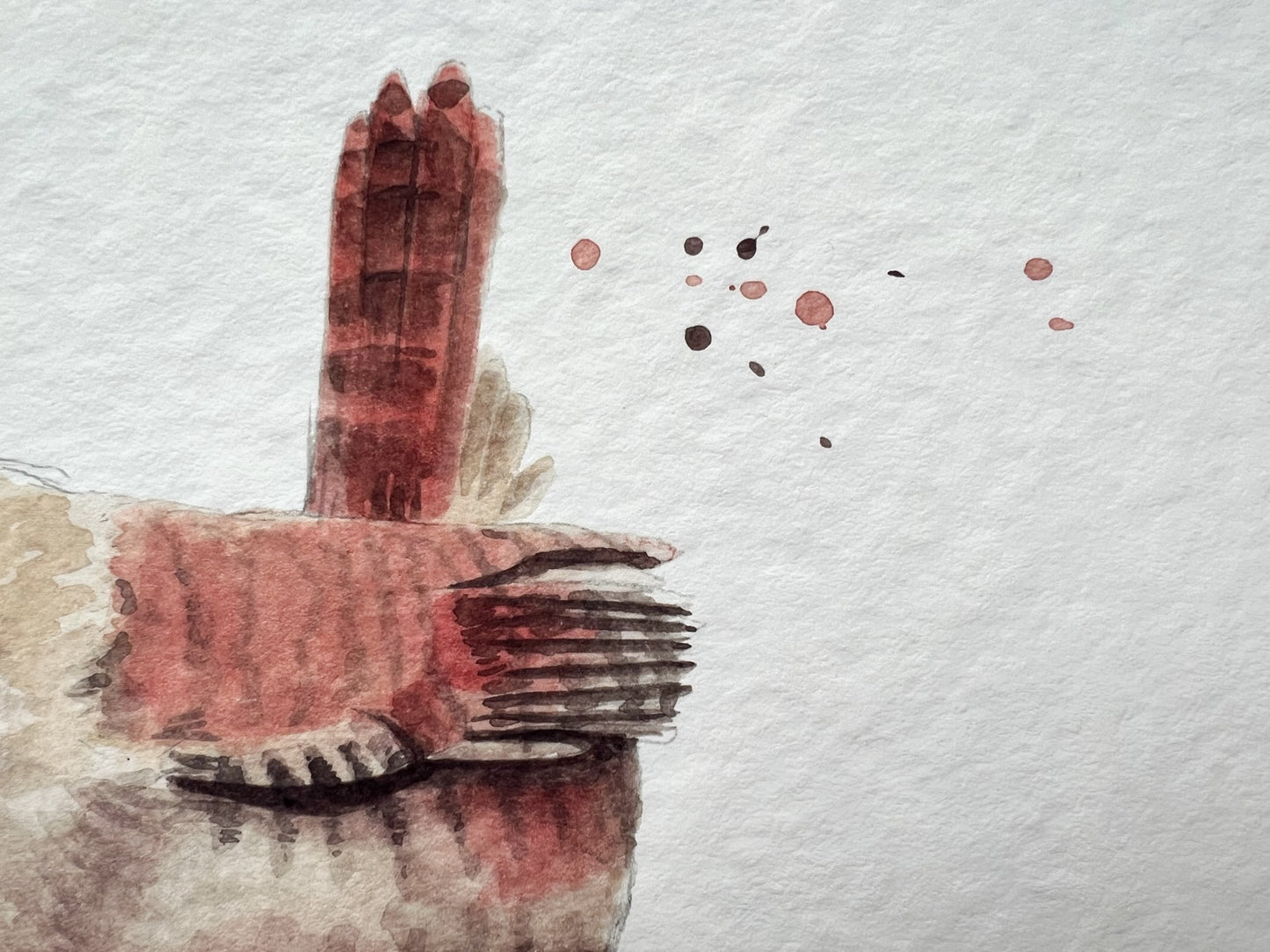 A close up of a watercolour print of a Wren
