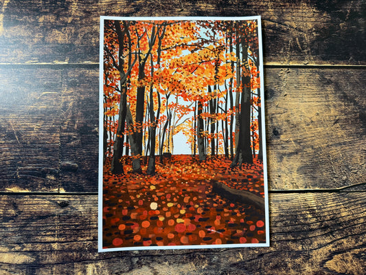 Autumn Woods A4 gouache print