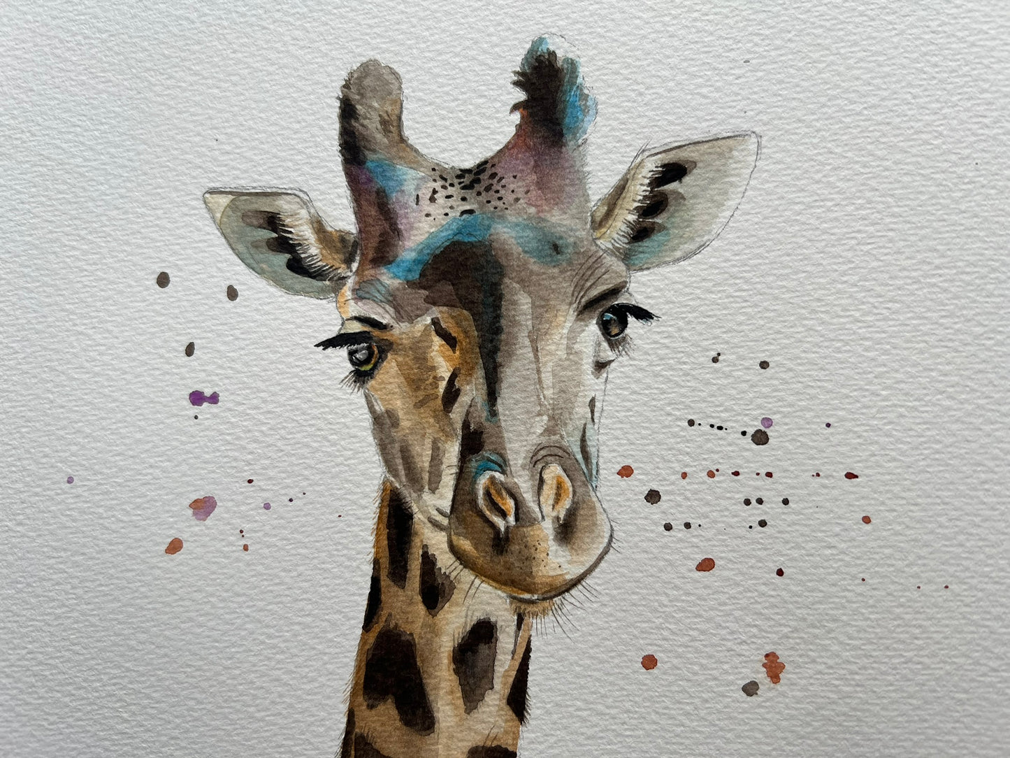 Colourful giraffe watercolour painting