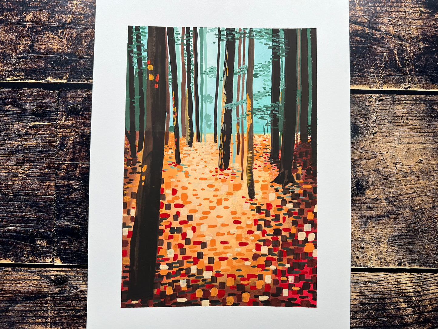 Abstract woods gouache painting