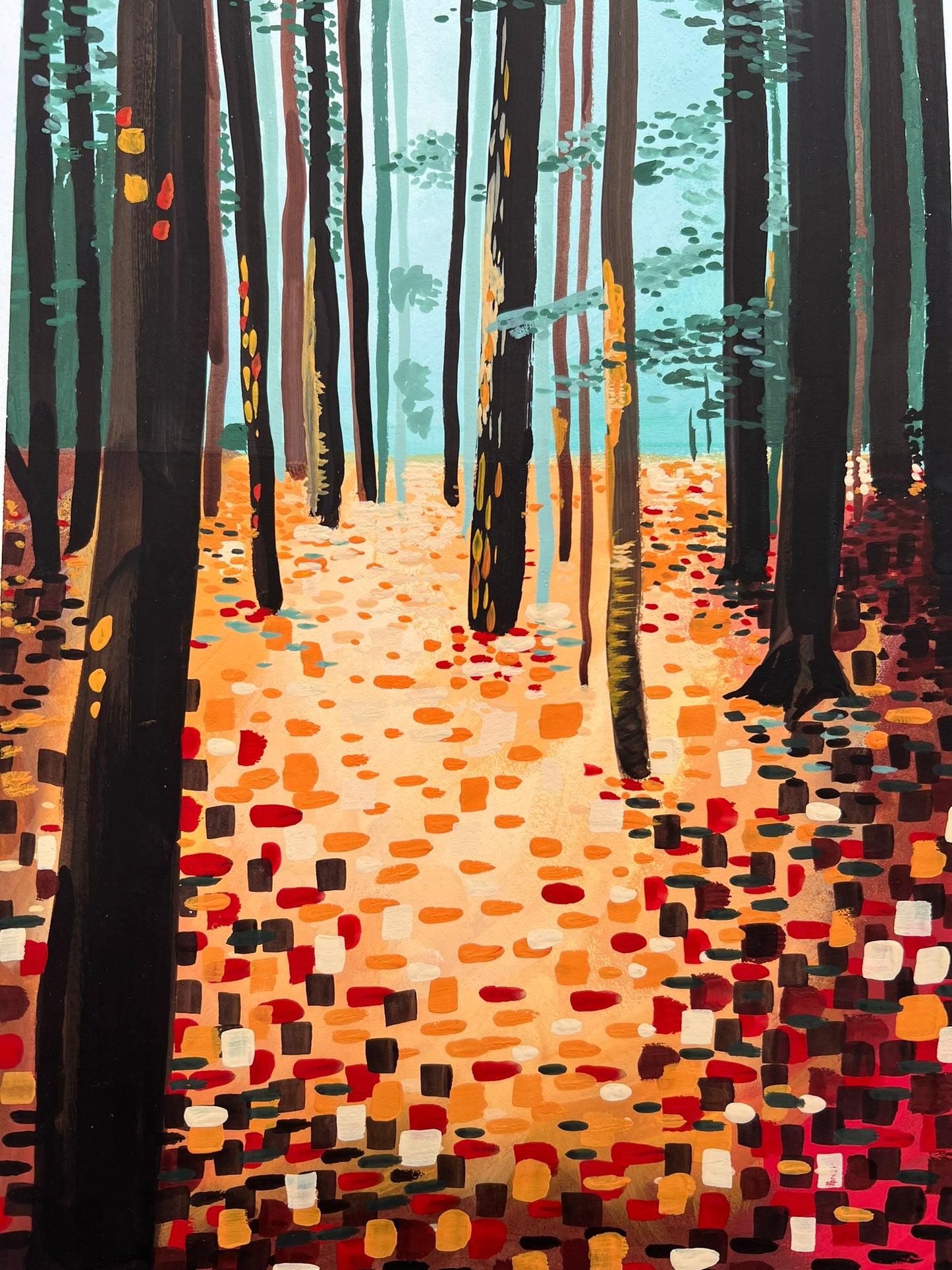 Abstract woods gouache painting