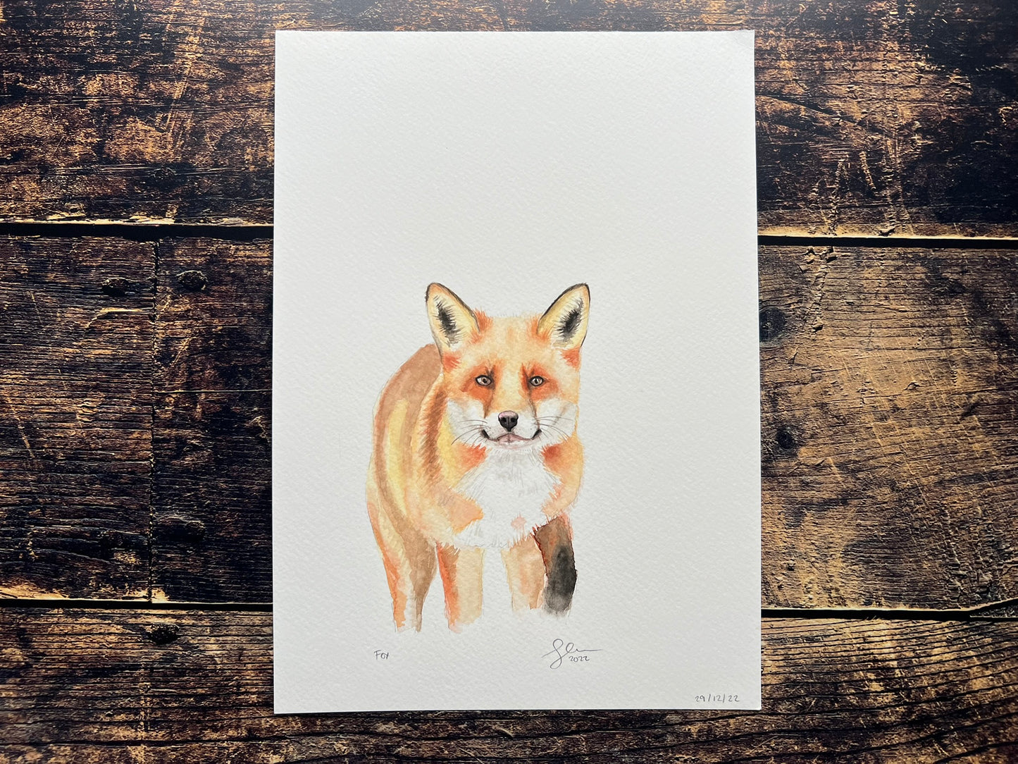 Fox A4 watercolour painting