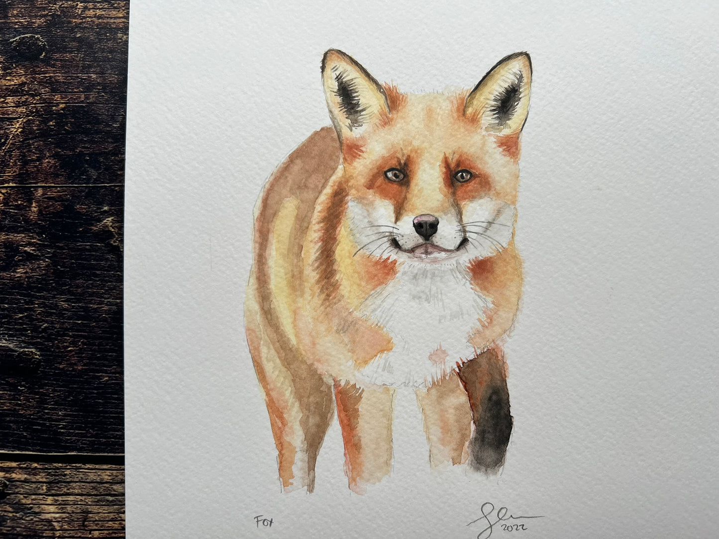 Fox A4 watercolour painting