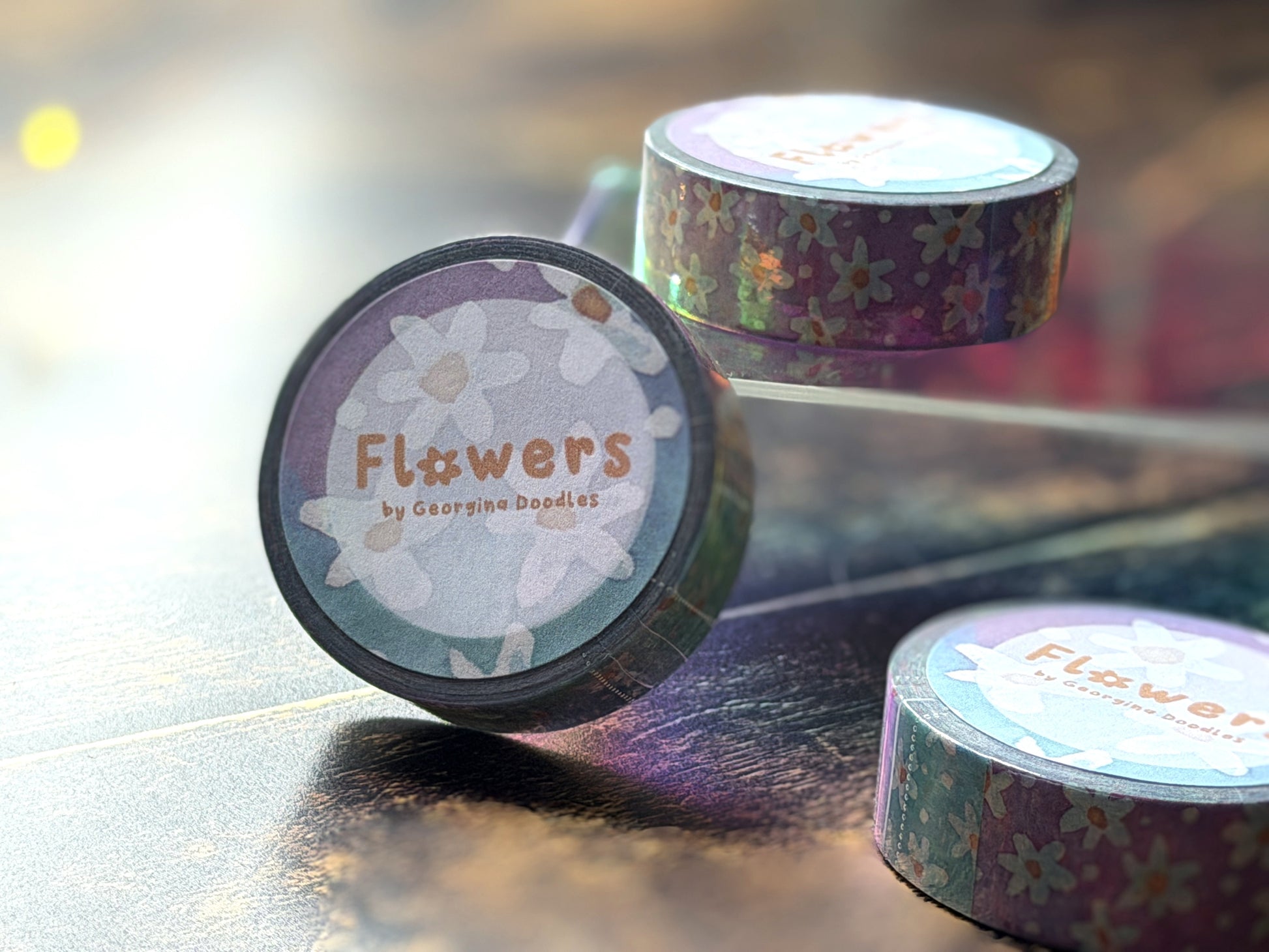 Washi tape featuring watercolour daisies