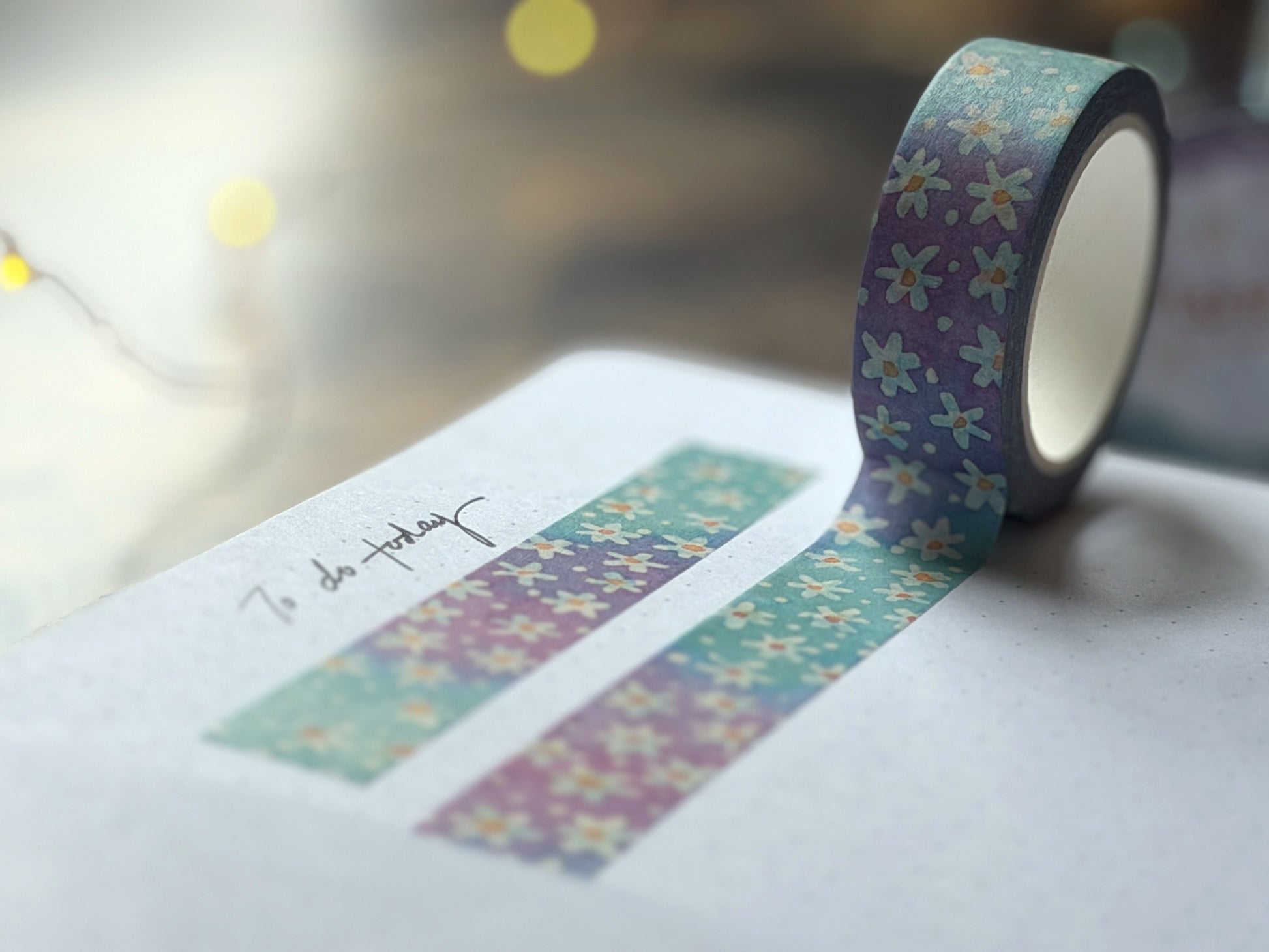 Washi tape featuring watercolour daisies