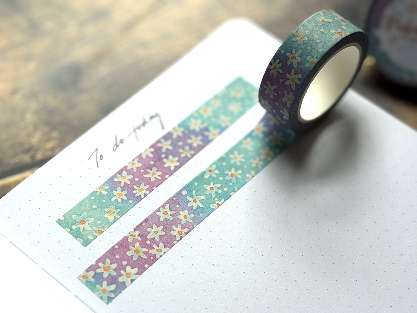 Washi tape featuring watercolour daisies