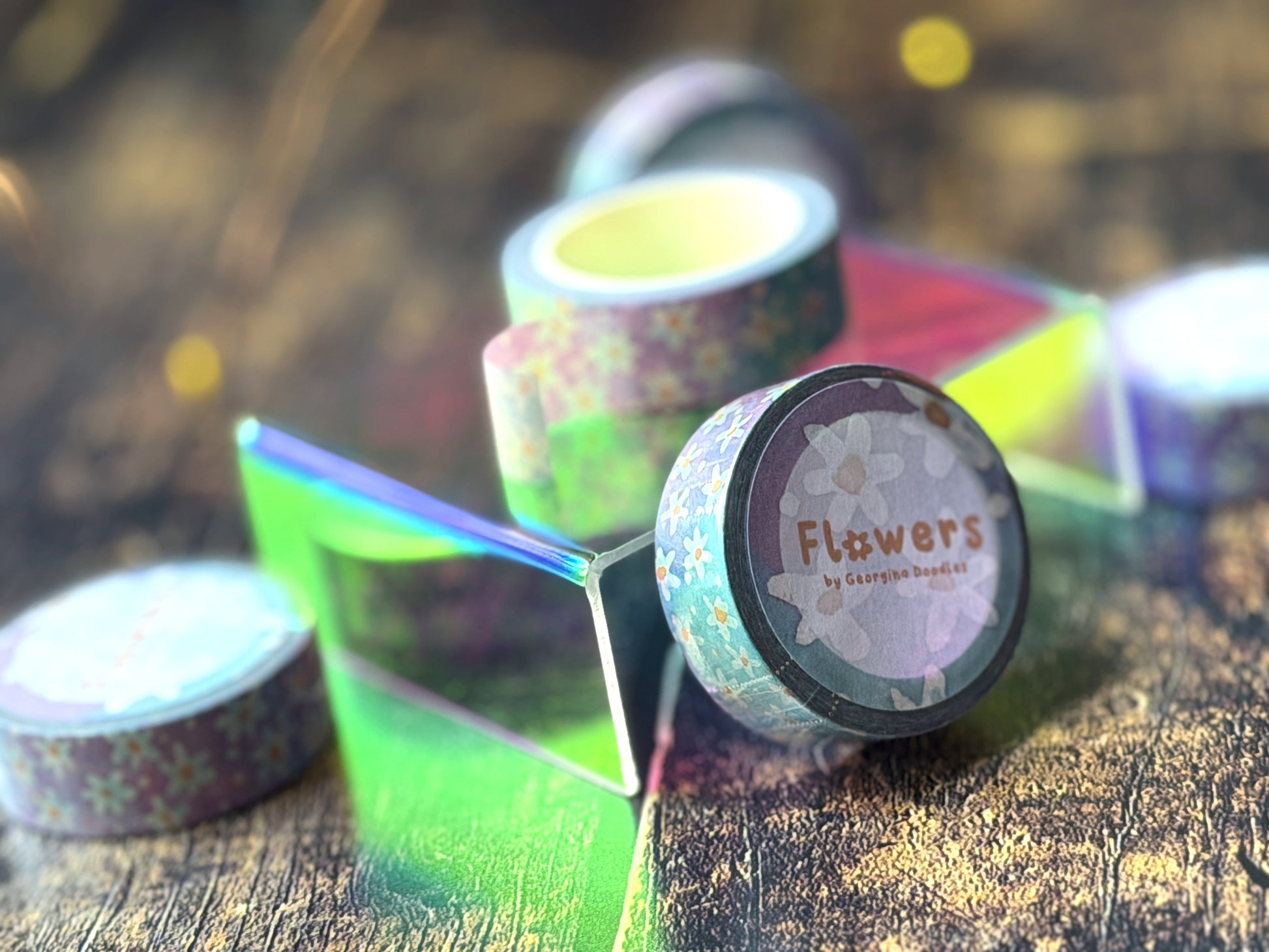 Washi tape featuring watercolour daisies