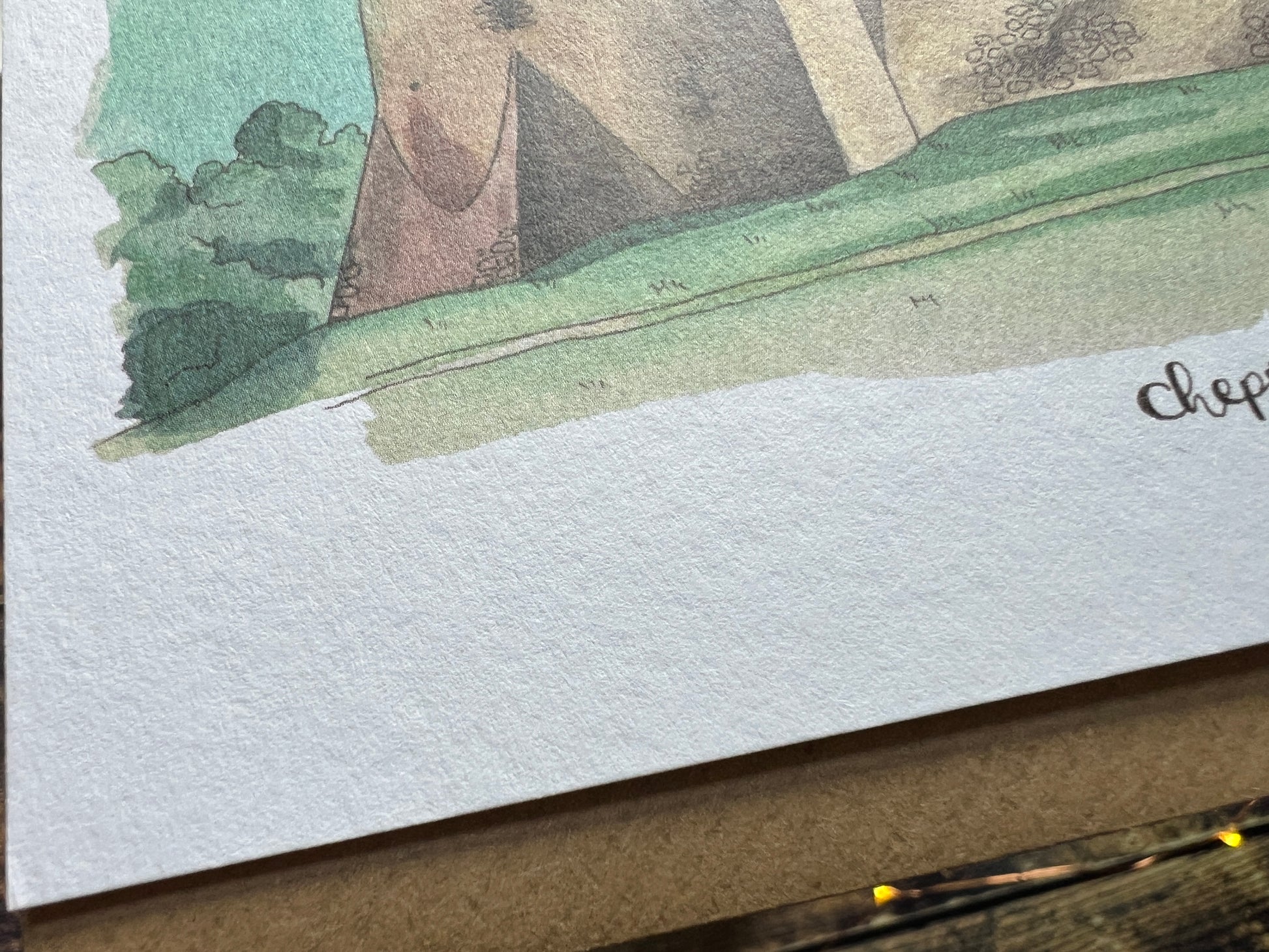 A close up showing the texture of the card