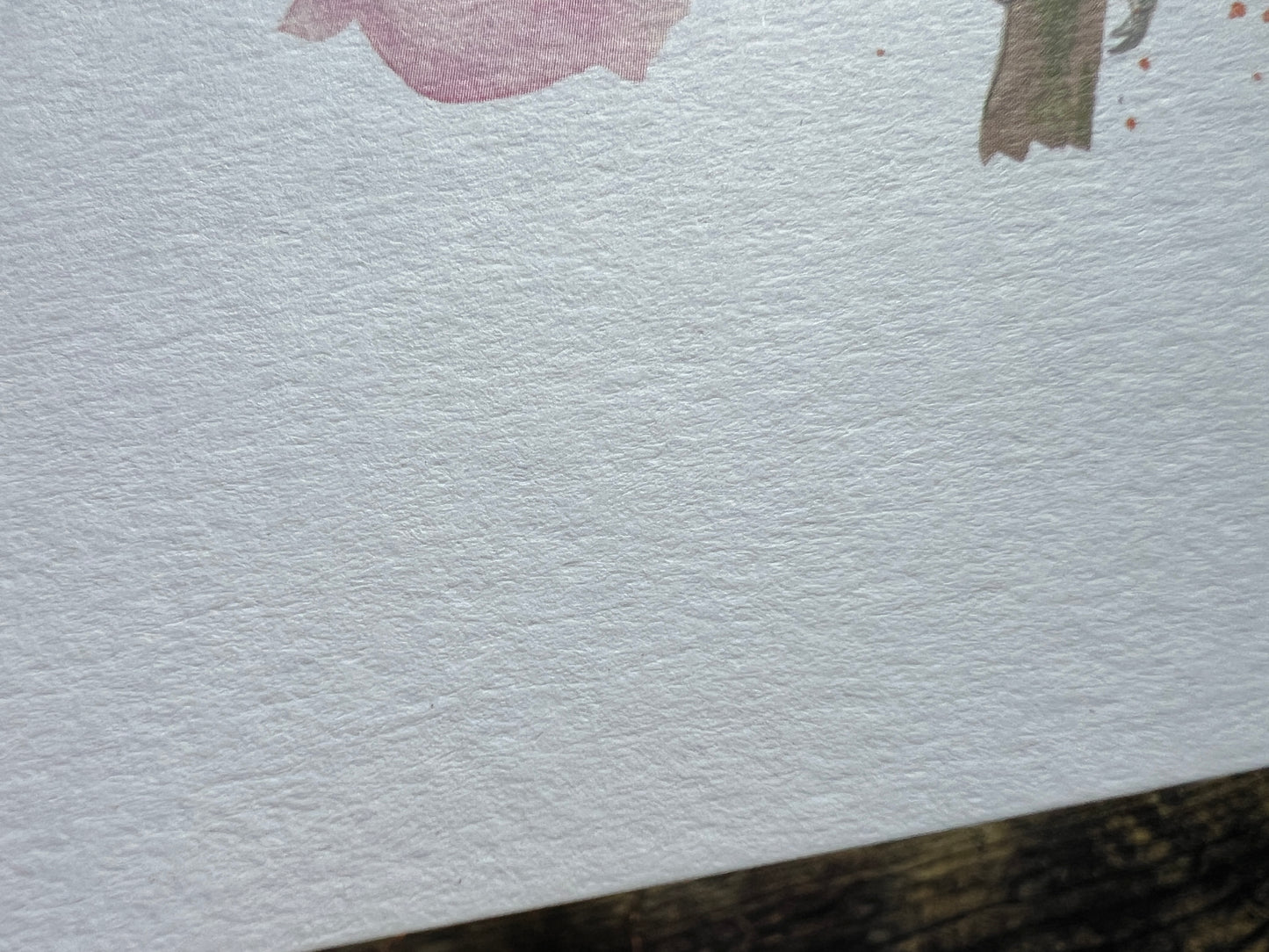 Close-up of textured white card