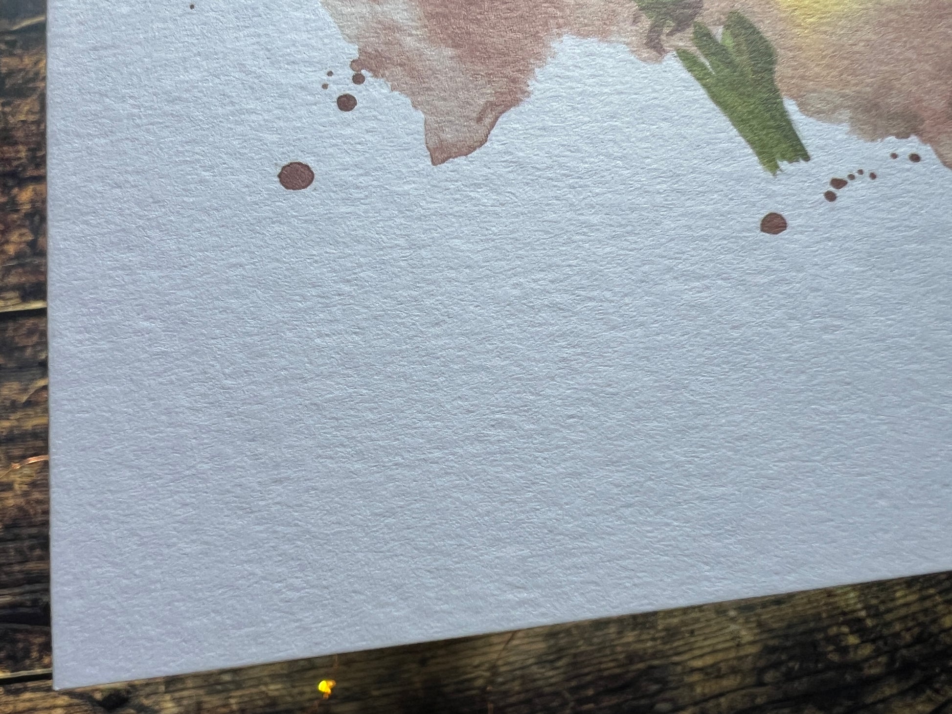 A close up showing the texture of the card