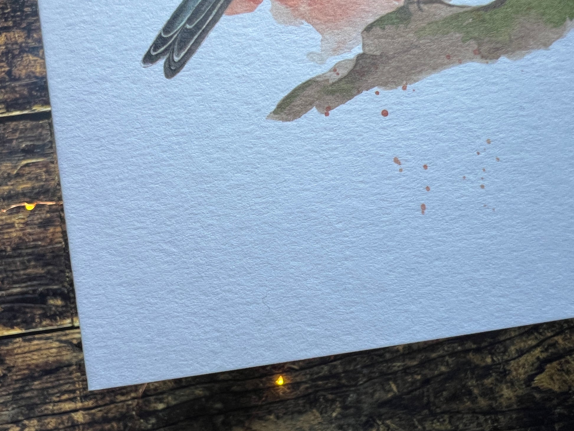 A close up showing the texture of the card