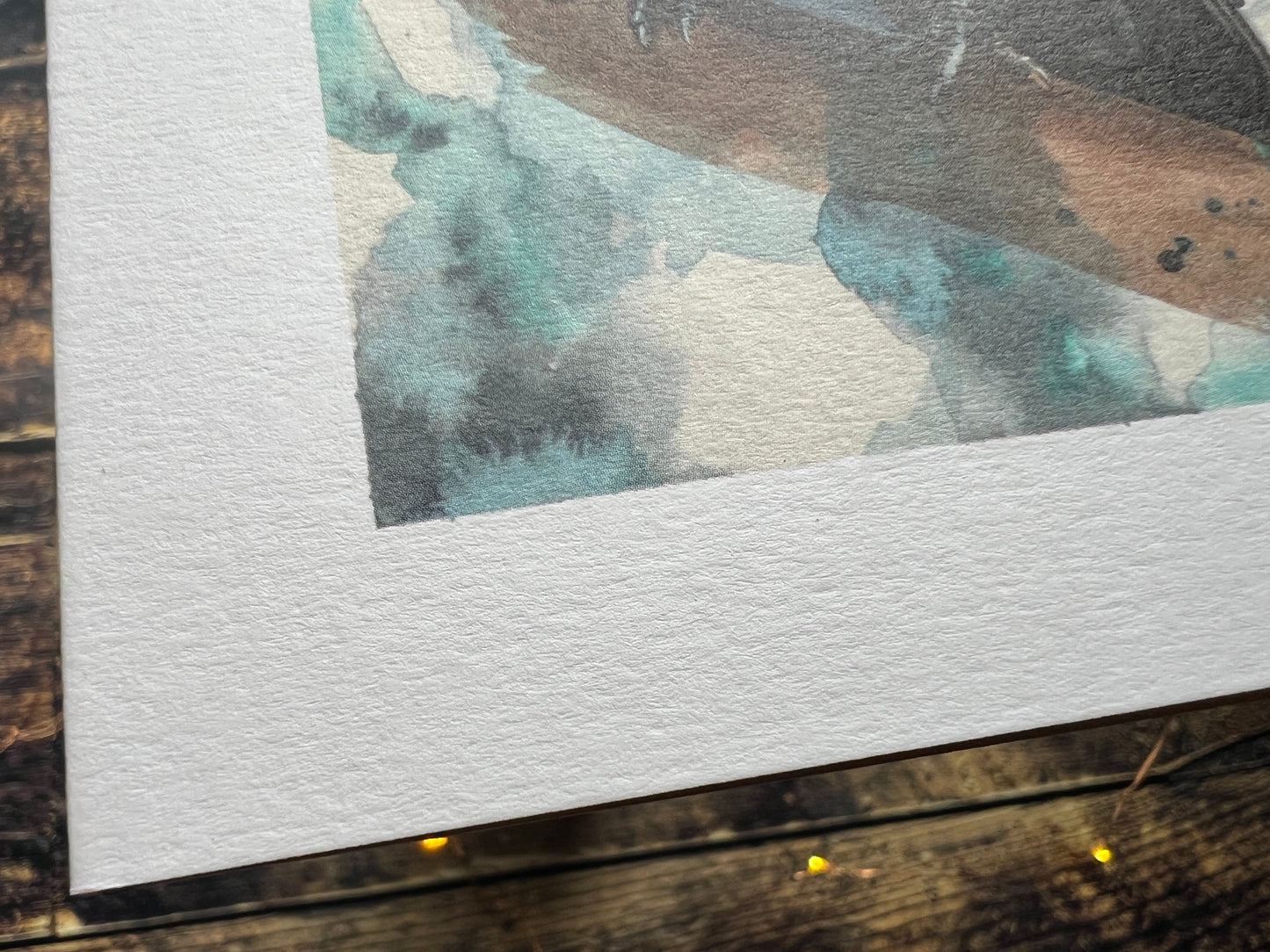 A close up showing the texture of the card