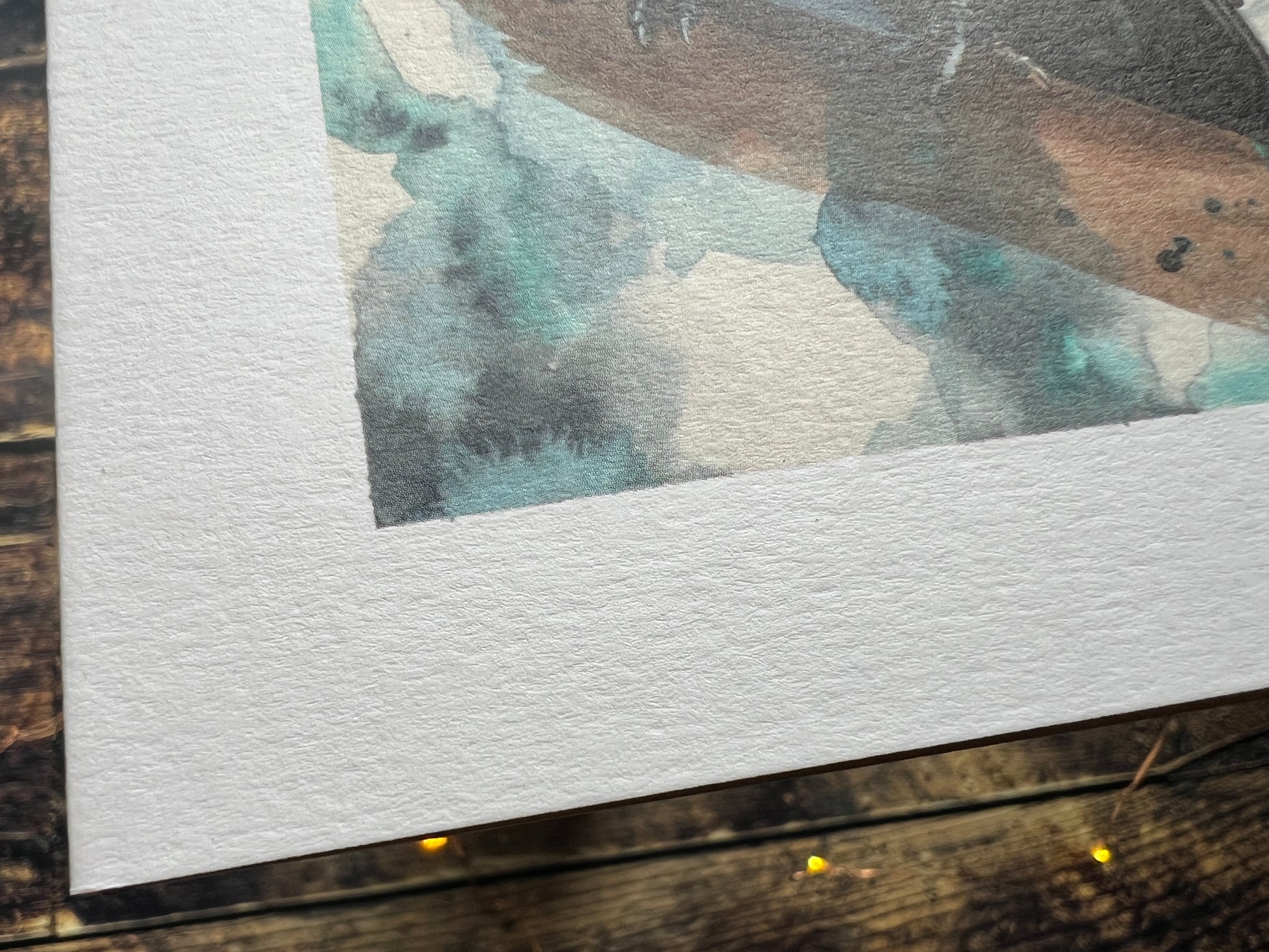 A close up showing the texture of the card