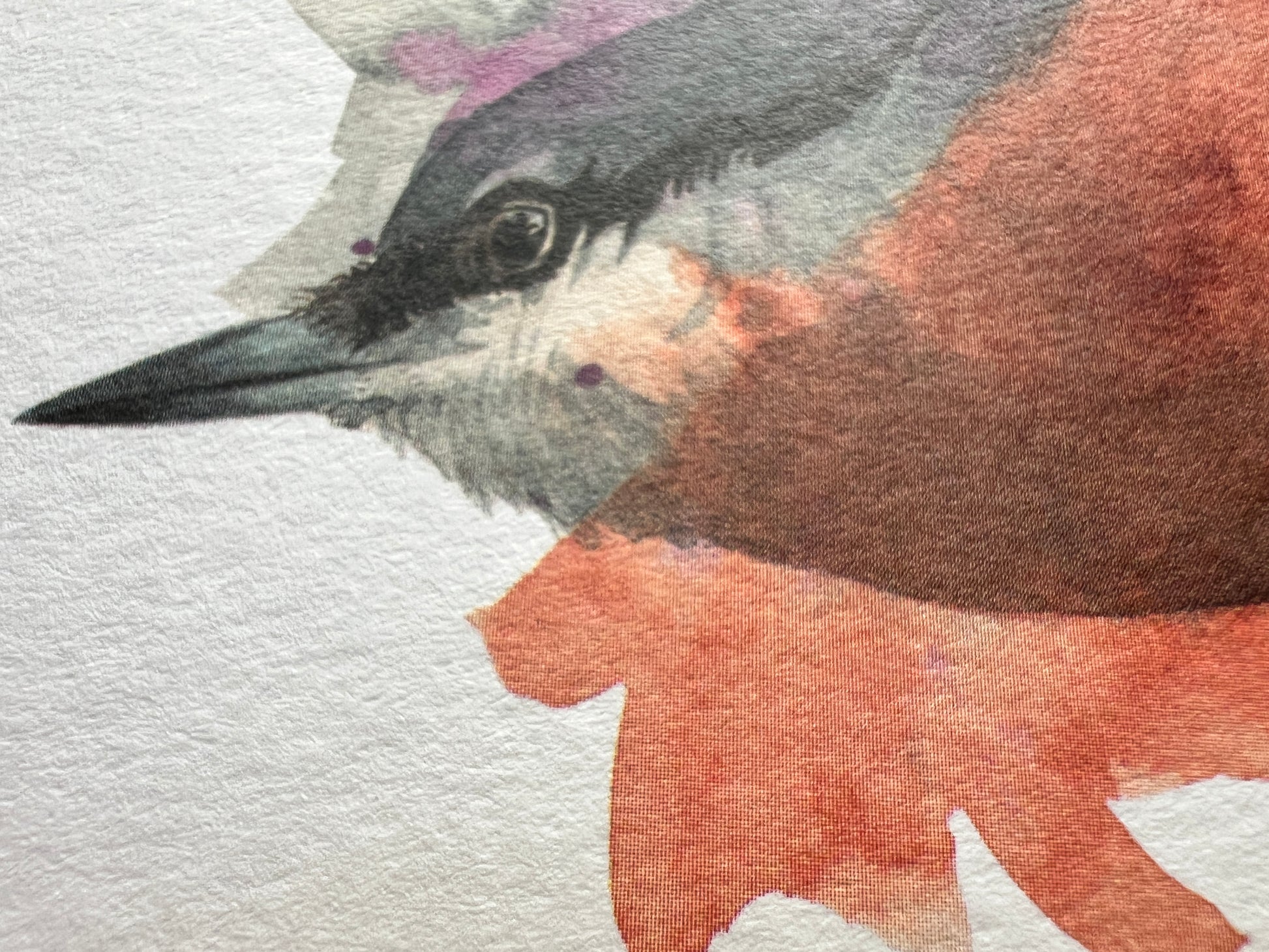 A close up showing the details of the print