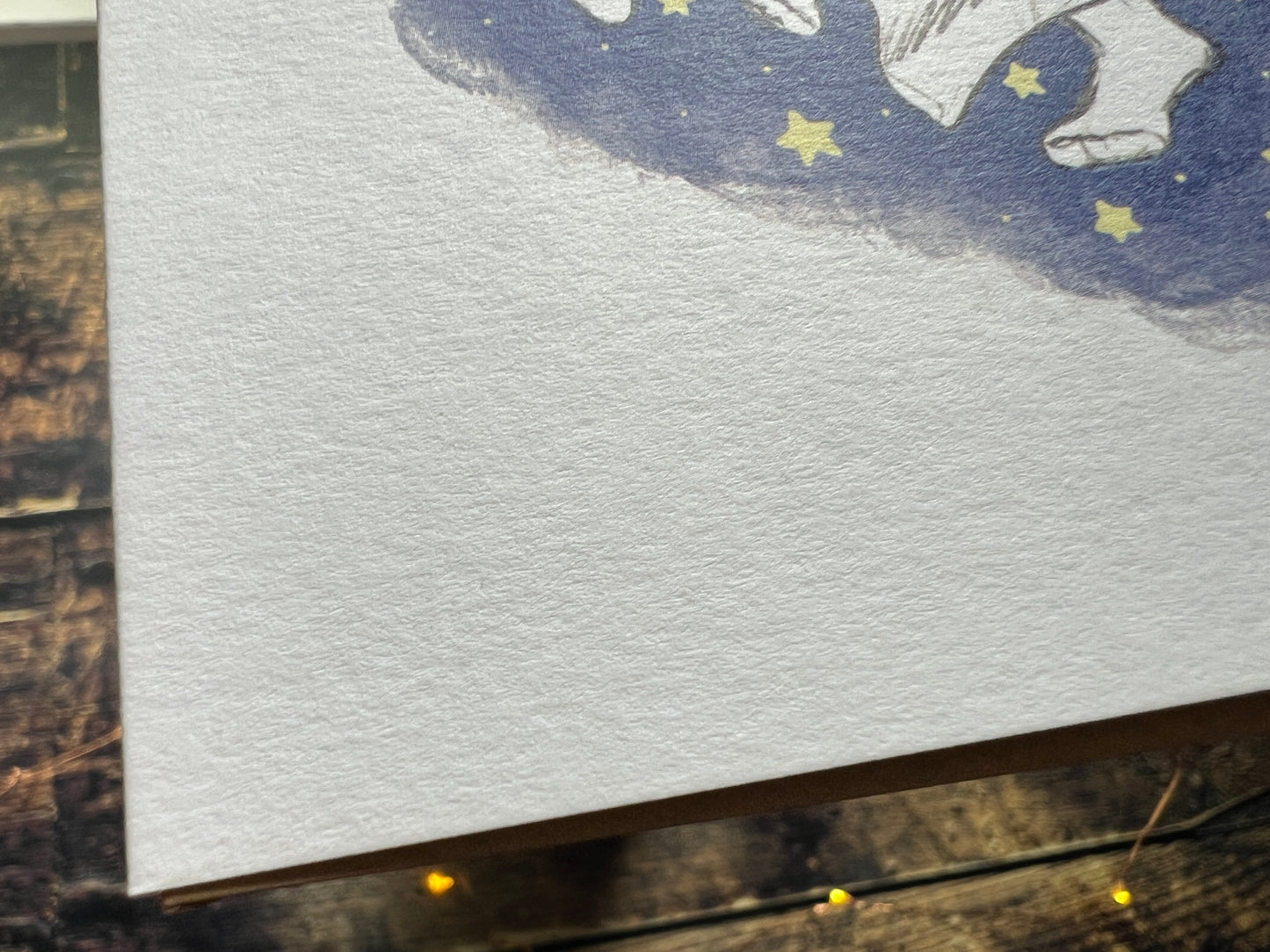 A close up showing the texture of the card