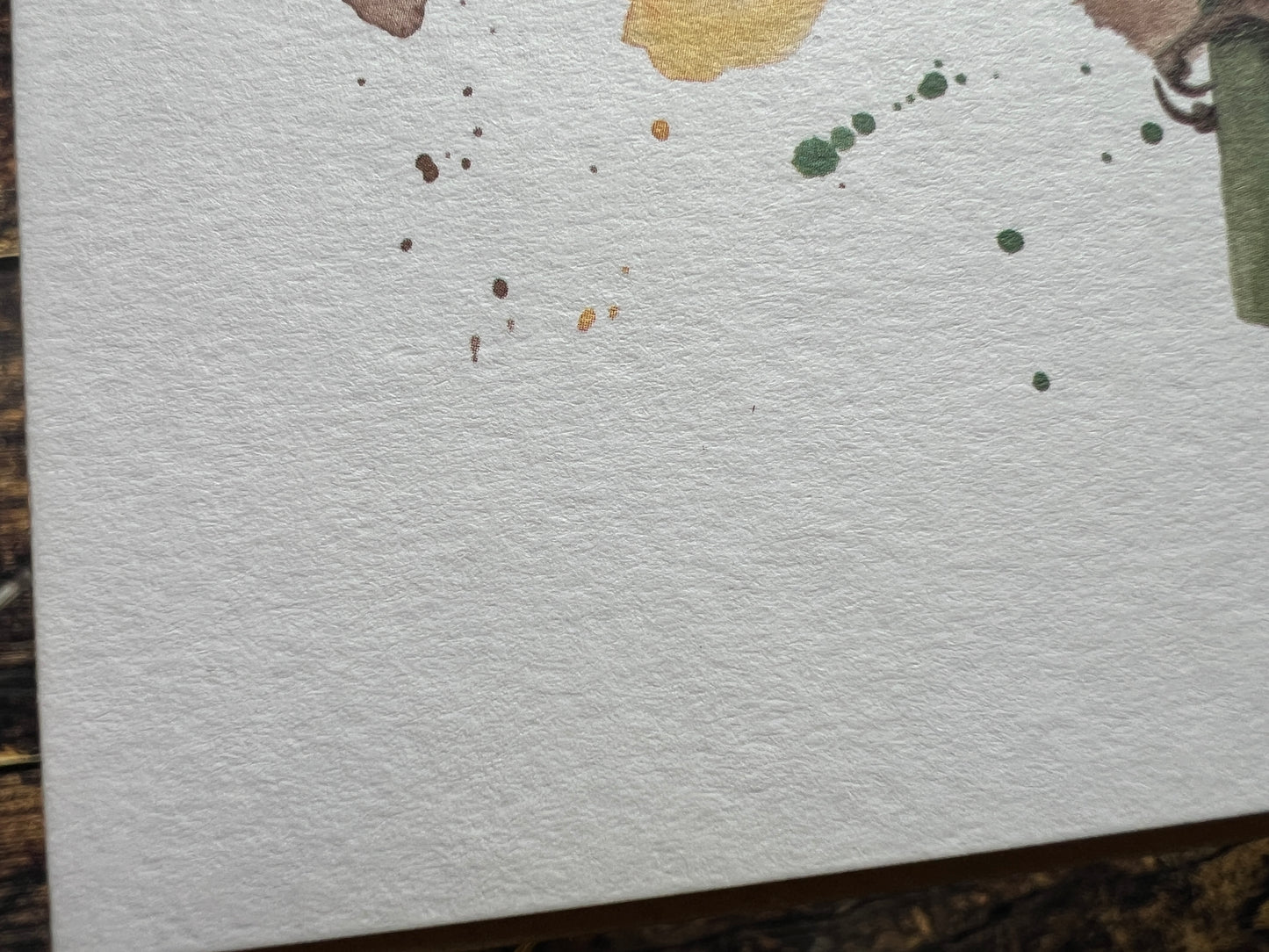 A close up showing the texture of the card