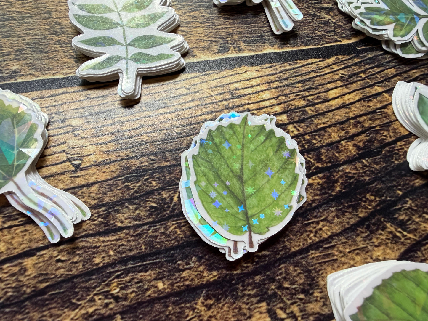 A close up of one of the holographic stickers