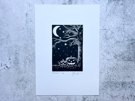 Halloween A4 lino print - SALE