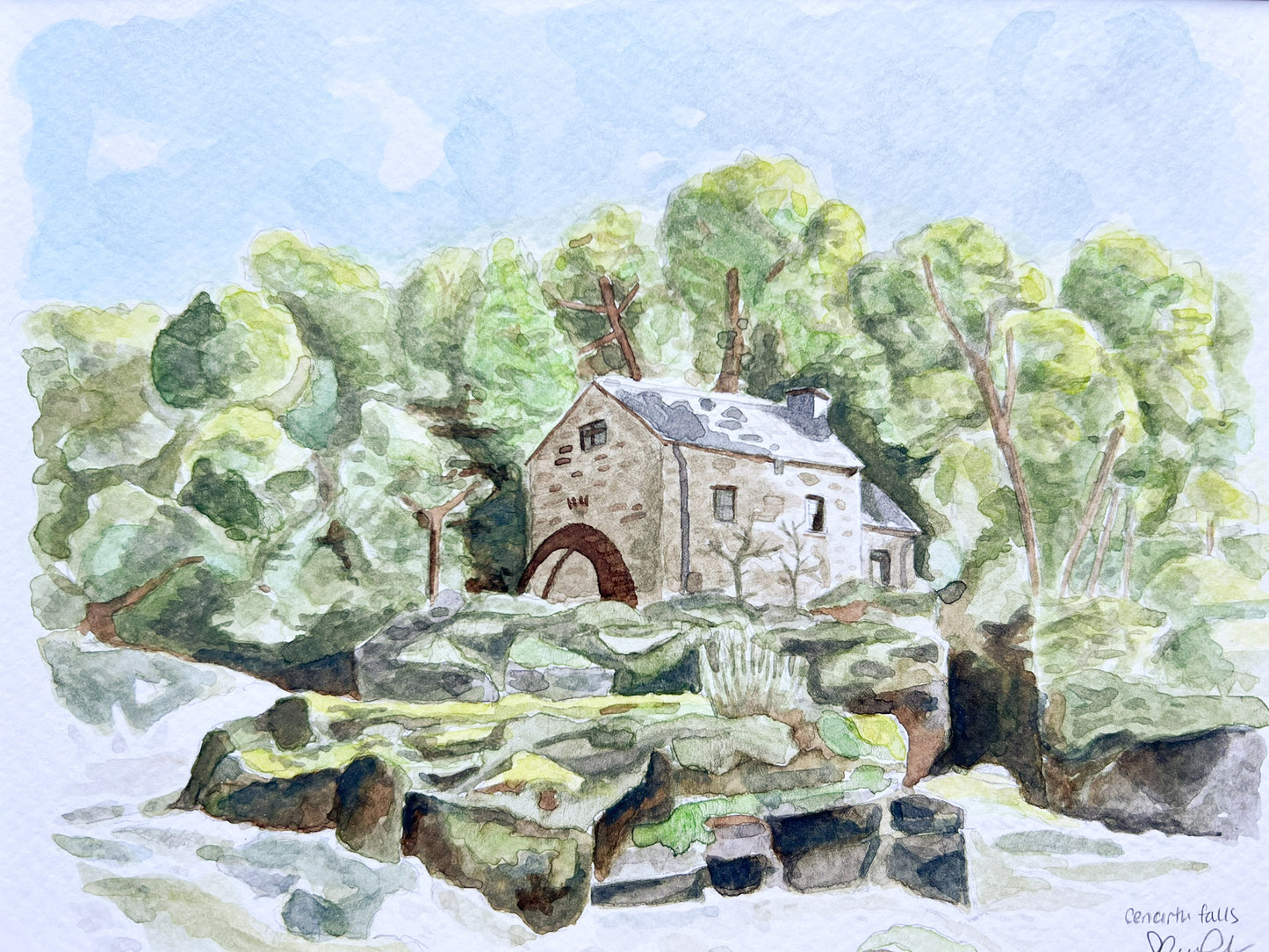 Cenarth falls watercolour painting - SALE