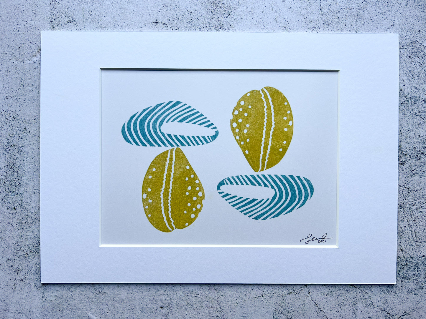 Shell A4 lino print - SALE