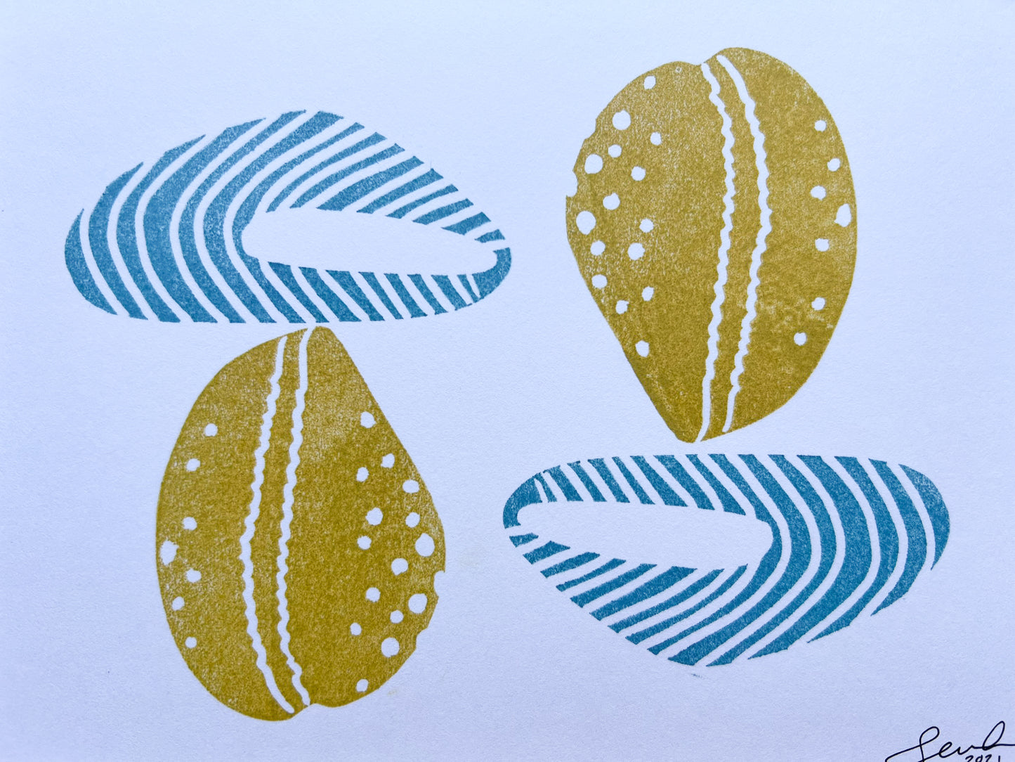 Shell A4 lino print - SALE