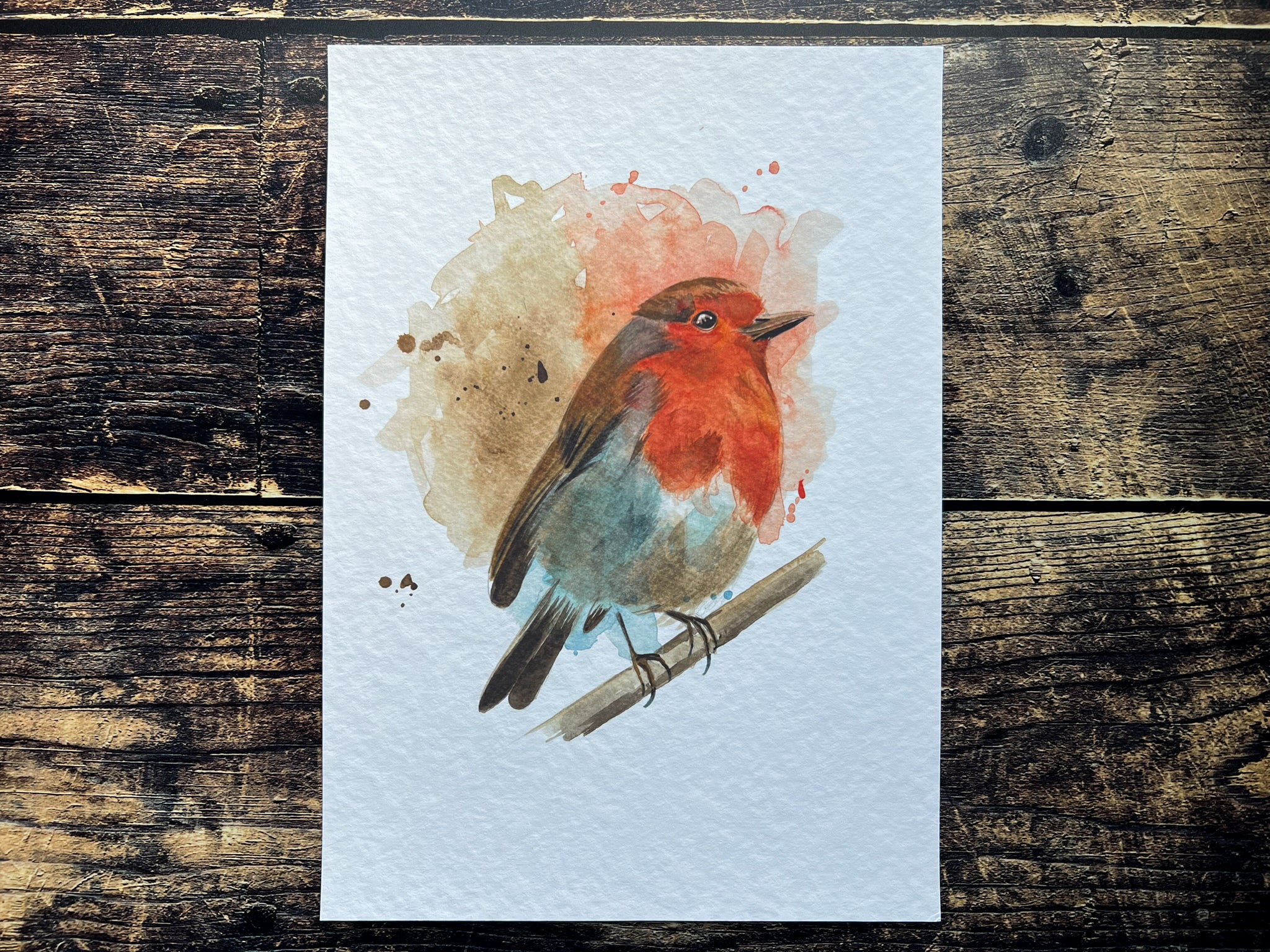 Robin In Watercolour Robin - expressive watercolour print – GeorginaDoodles