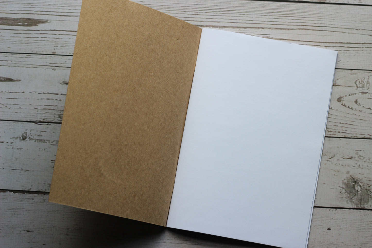 The inside of the sketchbook showing blank pages