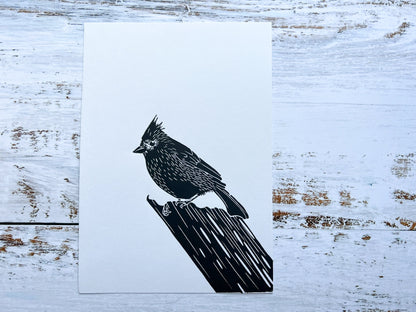 A5 cardinal lino print