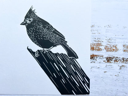 A5 cardinal lino print